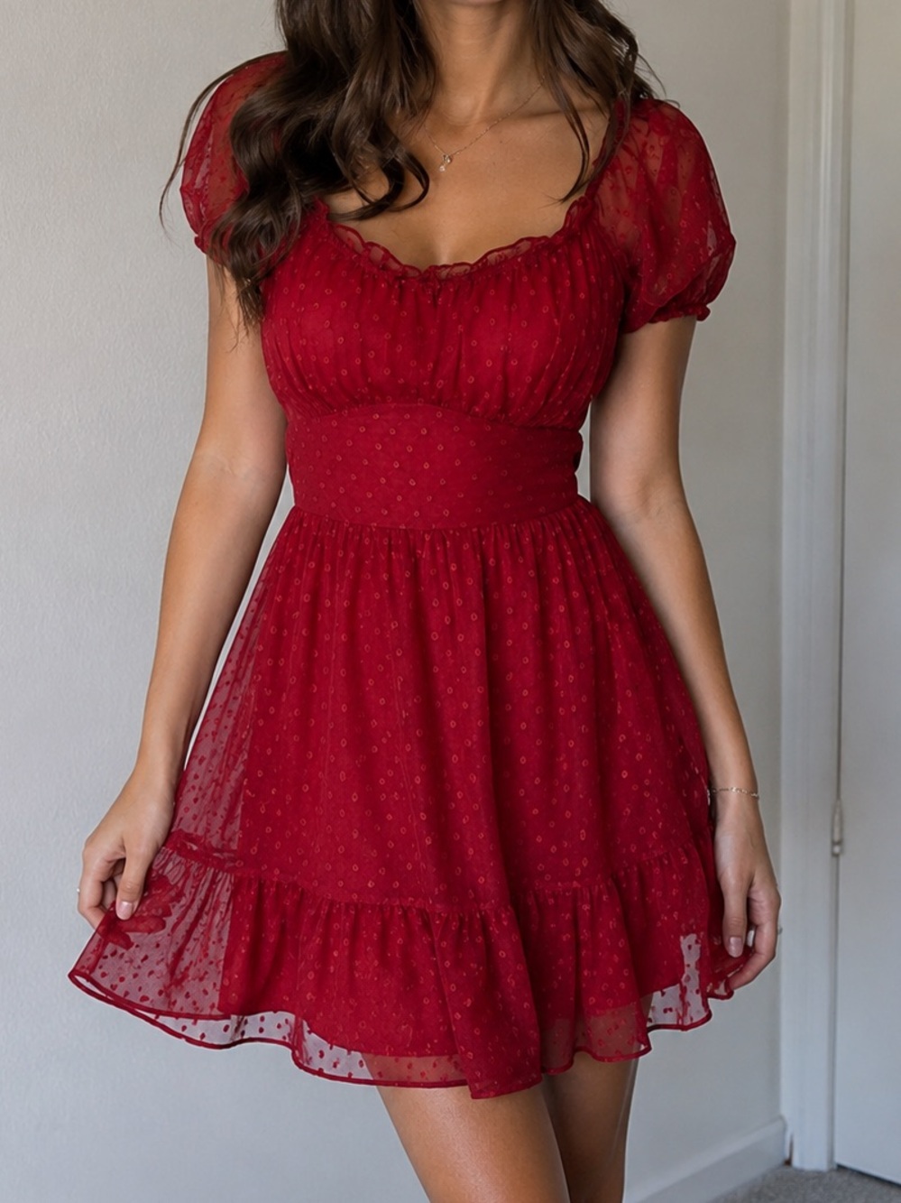 Altar’d State Red Swiss Dot Mini Dress (NWT) – Size M